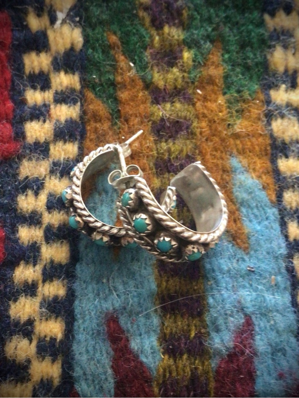 Sterling Silver Turquoise Huggy earrings!
